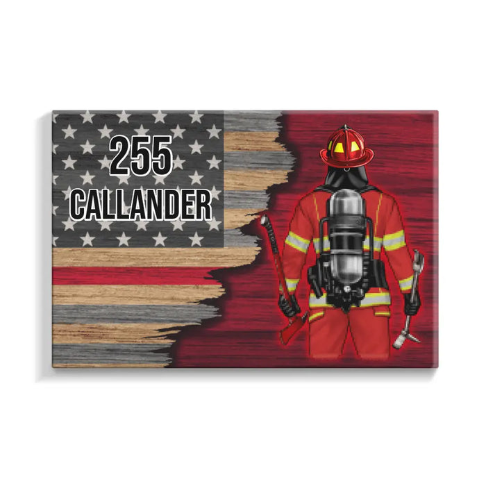 Personalized Canvas, Half Flag Firefighter Man/Woman, Gift For Firefighter Lovers