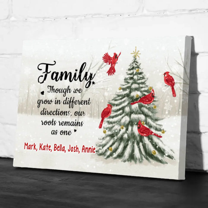 Personalized Canvas, Family Though We Grow In Different Directions, Christmas Gift For Family