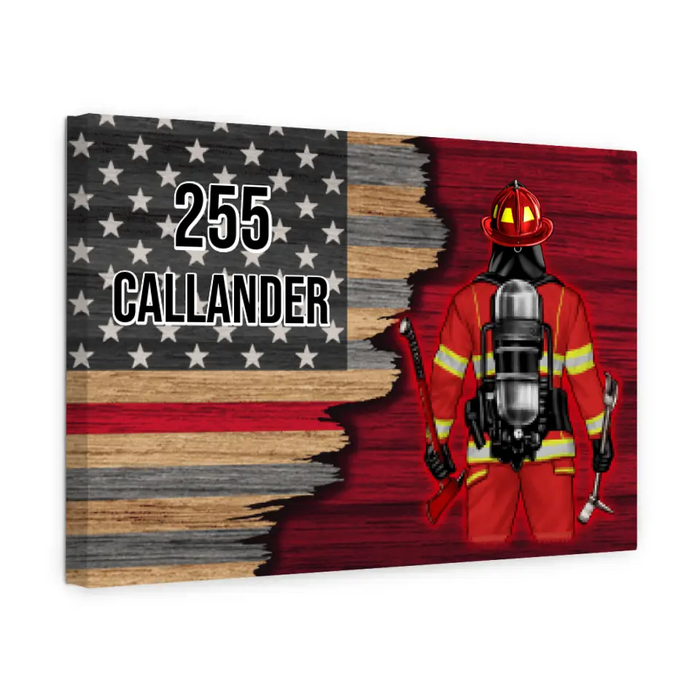 Personalized Canvas, Half Flag Firefighter Man/Woman, Gift For Firefighter Lovers