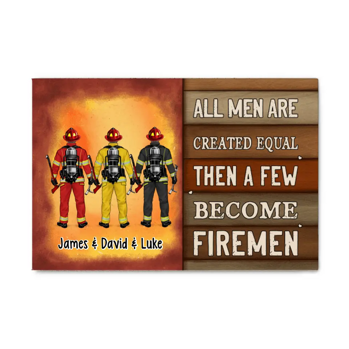 Personalized Canvas, Saving Lives Together - Firefighter Couple And Friends Gift, Custom Wall Art Decor