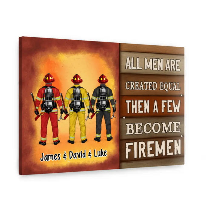 Personalized Canvas, Saving Lives Together - Firefighter Couple And Friends Gift, Custom Wall Art Decor