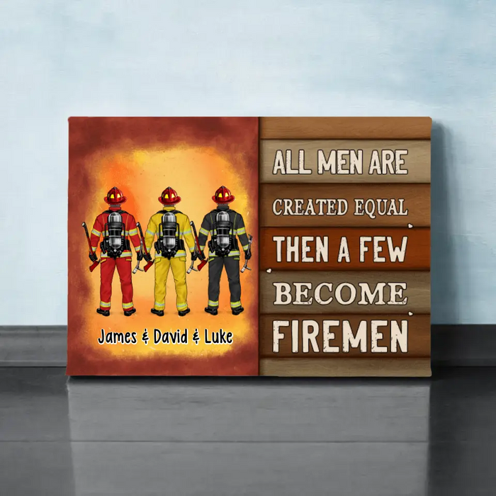 Personalized Canvas, Saving Lives Together - Firefighter Couple And Friends Gift, Custom Wall Art Decor