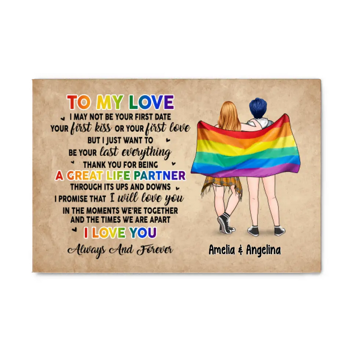 Personalized Canvas, To My Love, Gift For Her, Gift For Him, Christmas Gift For LGBT Couple