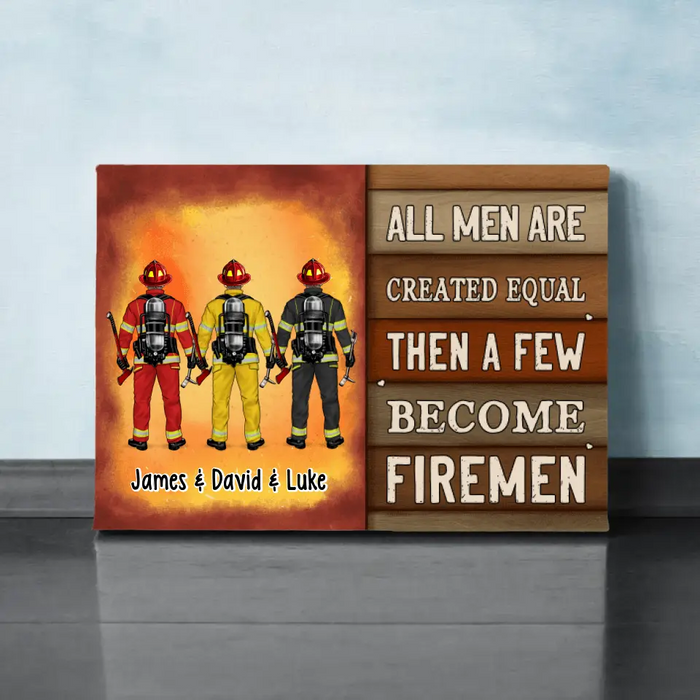 Personalized Canvas, Saving Lives Together - Firefighter Couple And Friends Gift, Custom Wall Art Decor