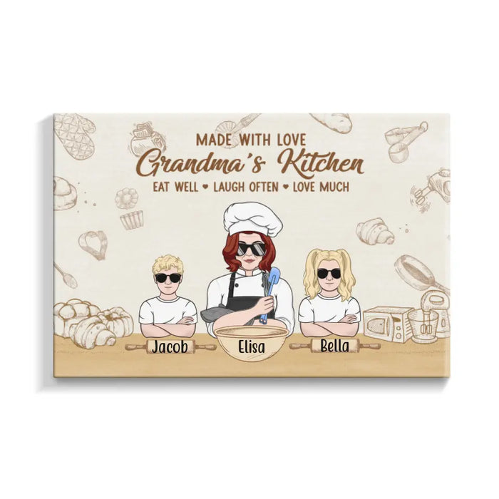 Personalized Canvas, Grandma's Kitchen, Grandma Cooking With Kids, Gift For Mother, Grandmother, Family