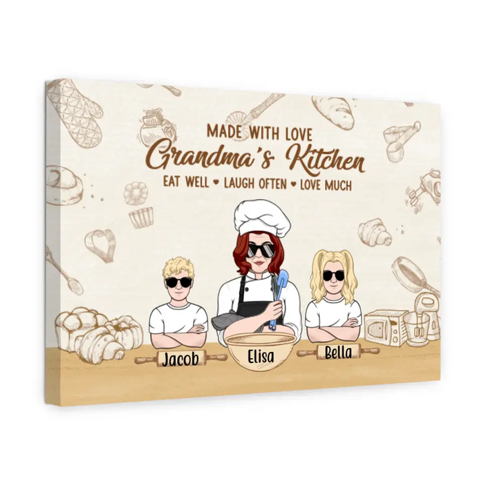 Personalized Canvas, Grandma's Kitchen, Grandma Cooking With Kids, Gift For Mother, Grandmother, Family