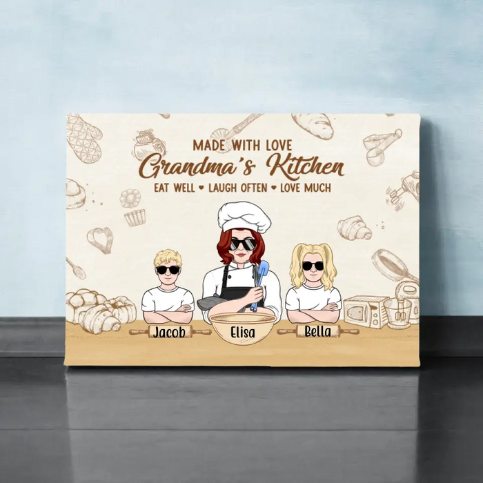 Personalized Canvas, Grandma's Kitchen, Grandma Cooking With Kids, Gift For Mother, Grandmother, Family