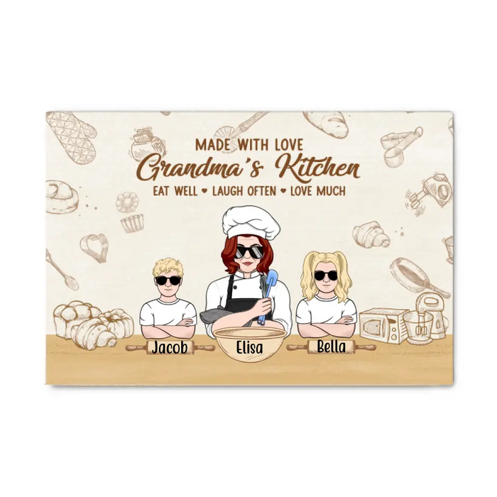 Personalized Canvas, Grandma's Kitchen, Grandma Cooking With Kids, Gift For Mother, Grandmother, Family