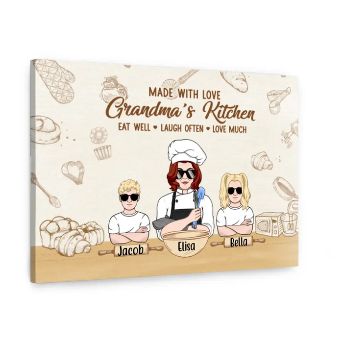 Personalized Canvas, Grandma's Kitchen, Grandma Cooking With Kids, Gift For Mother, Grandmother, Family