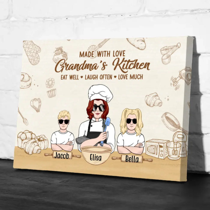 Personalized Canvas, Grandma's Kitchen, Grandma Cooking With Kids, Gift For Mother, Grandmother, Family