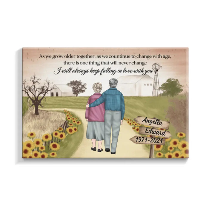 Personalized Canvas, Old Couple On Farm, Wedding Anniversarry Gift For Parents, Valentine Day, Family