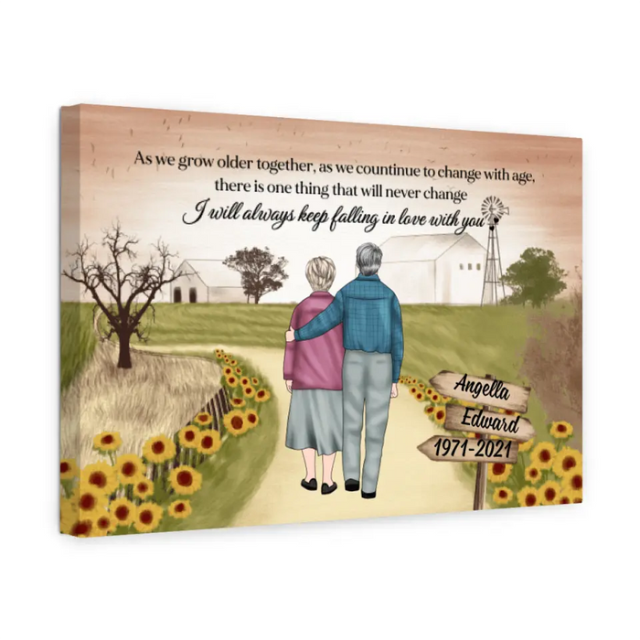 Personalized Canvas, Old Couple On Farm, Wedding Anniversarry Gift For Parents, Valentine Day, Family