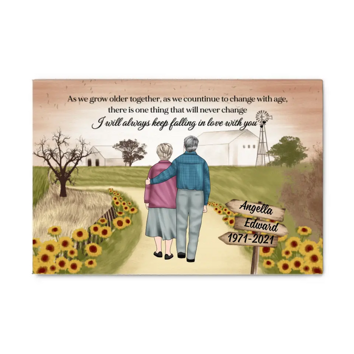 Personalized Canvas, Old Couple On Farm, Wedding Anniversarry Gift For Parents, Valentine Day, Family