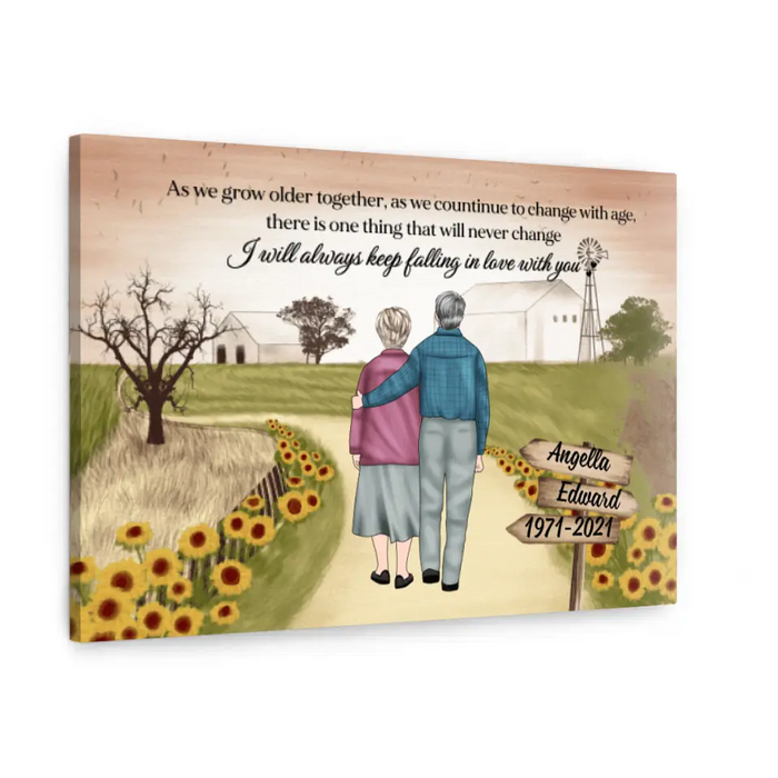 Personalized Canvas, Old Couple On Farm, Wedding Anniversarry Gift For Parents, Valentine Day, Family