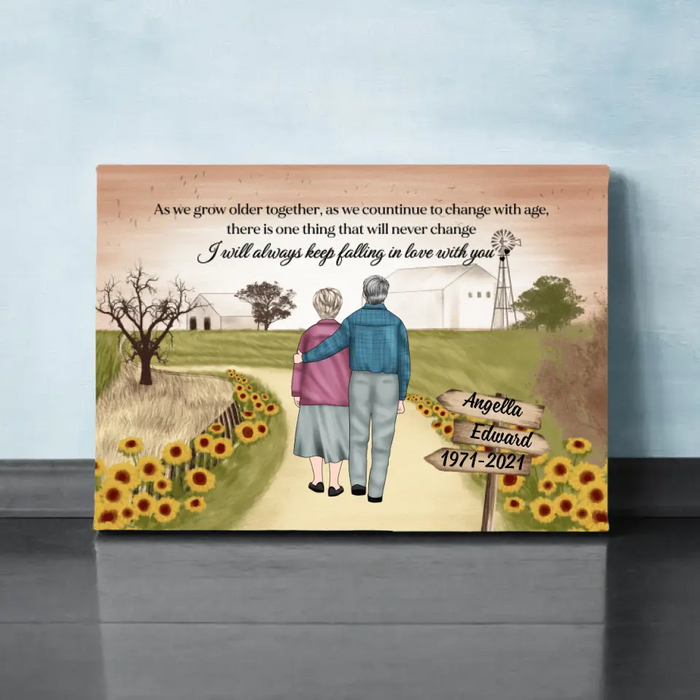 Personalized Canvas, Old Couple On Farm, Wedding Anniversarry Gift For Parents, Valentine Day, Family