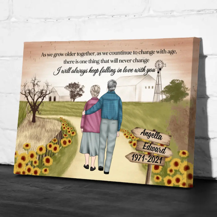 Personalized Canvas, Old Couple On Farm, Wedding Anniversarry Gift For Parents, Valentine Day, Family