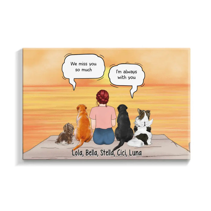 Up To 4 Dogs In Conversation With Dog Mom - Custom Canvas For Dog Mom, Memorial