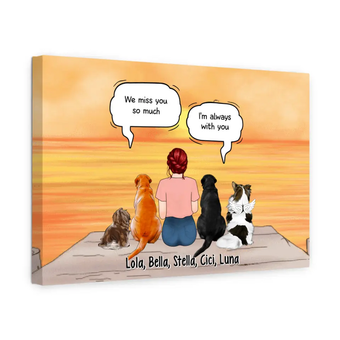 Up To 4 Dogs In Conversation With Dog Mom - Custom Canvas For Dog Mom, Memorial