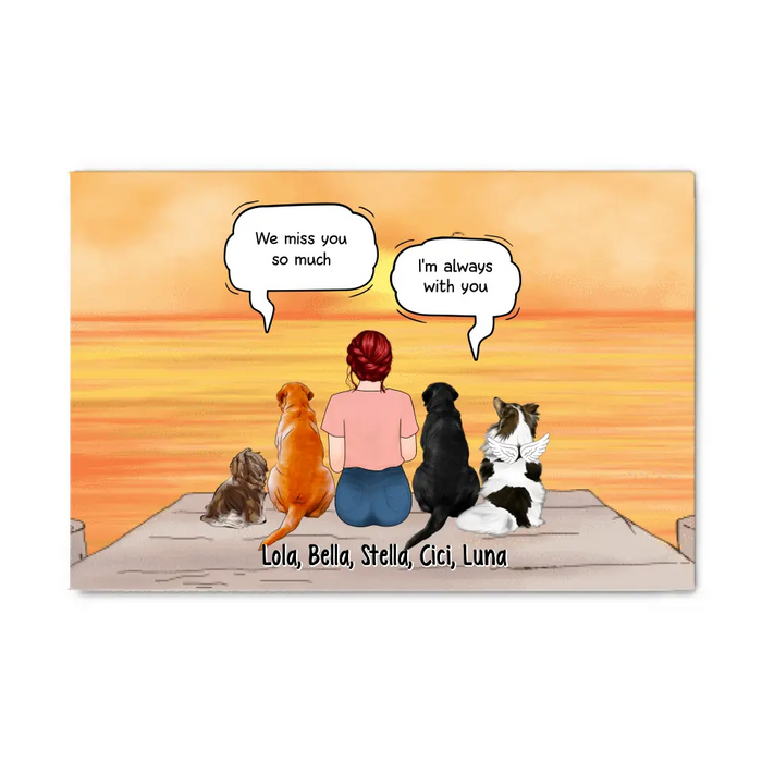 Up To 4 Dogs In Conversation With Dog Mom - Custom Canvas For Dog Mom, Memorial