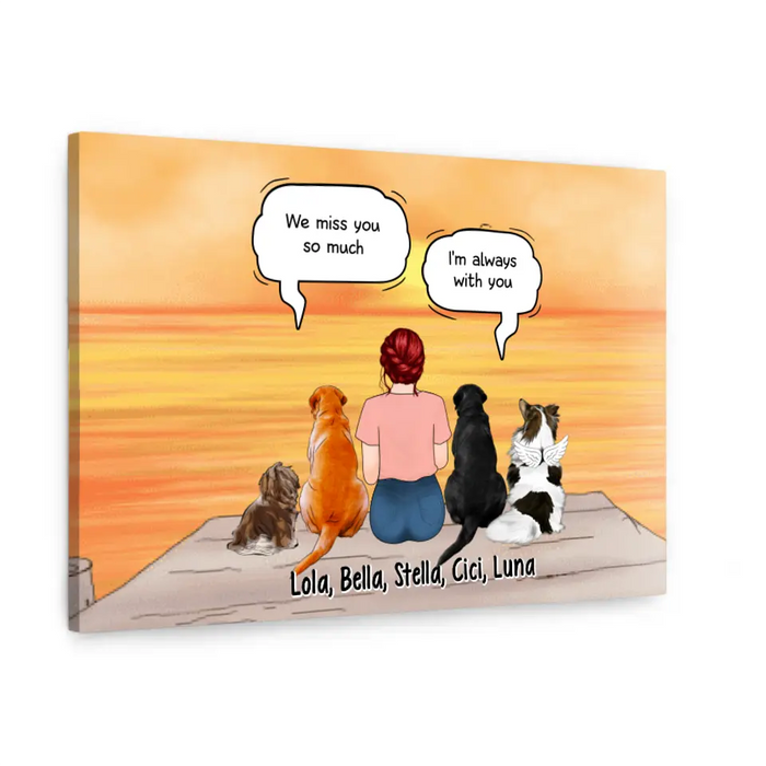 Up To 4 Dogs In Conversation With Dog Mom - Custom Canvas For Dog Mom, Memorial