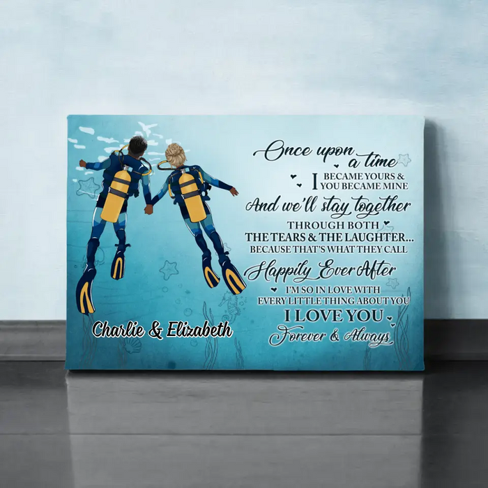 Love You Forever And Always - Personalized Canvas For Couples, Him, Her, Scuba Diving