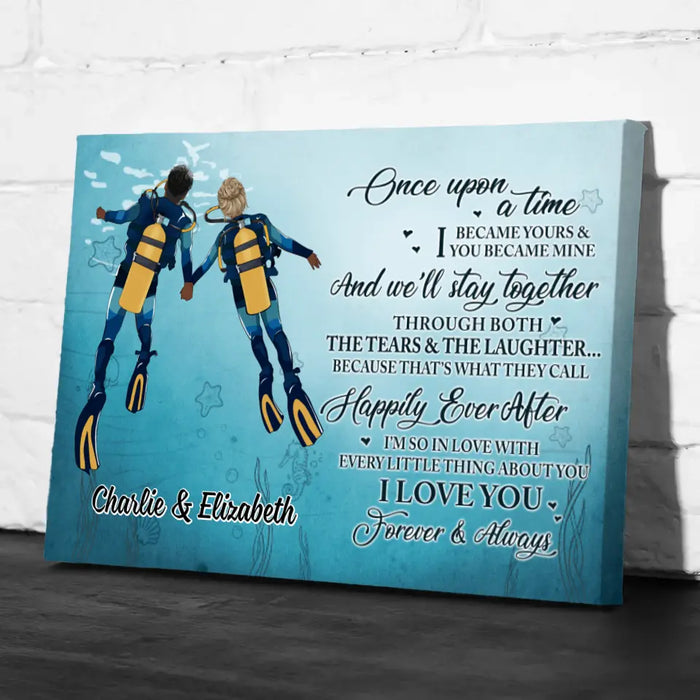 Love You Forever And Always - Personalized Canvas For Couples, Him, Her, Scuba Diving