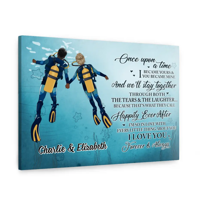 Love You Forever And Always - Personalized Canvas For Couples, Him, Her, Scuba Diving