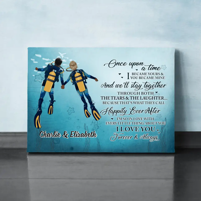 Love You Forever And Always - Personalized Canvas For Couples, Him, Her, Scuba Diving