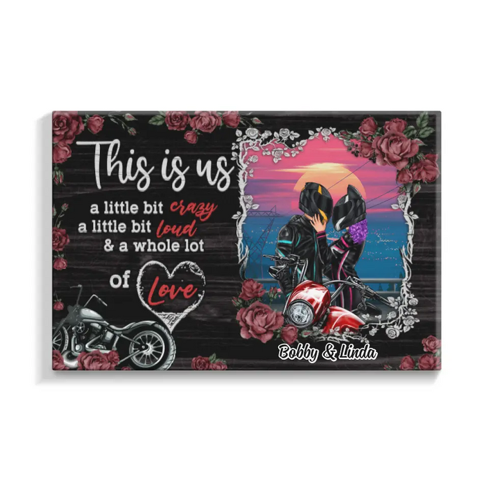 Biker Couple This Is Us - Personalized Canvas For Couples, Him, Her, Motorcycle Lovers