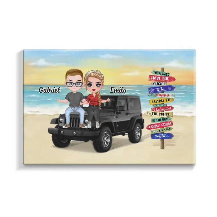 You Always Have The Choice To Be Happy - Personalized Canvas For Couples, Him, Her, Off-Road Lovers