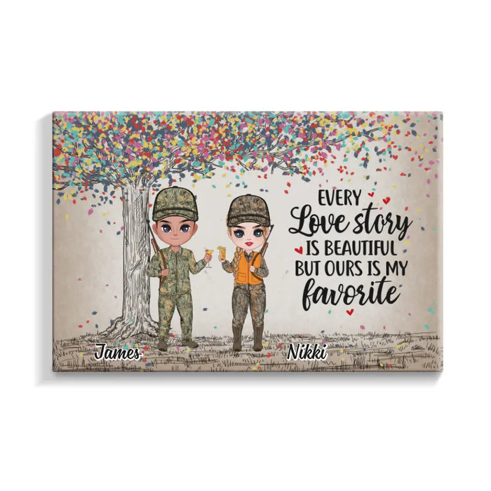 Every Love Story Is Beautiful - Personalized Canvas For Couples, Him, Her, Hunting