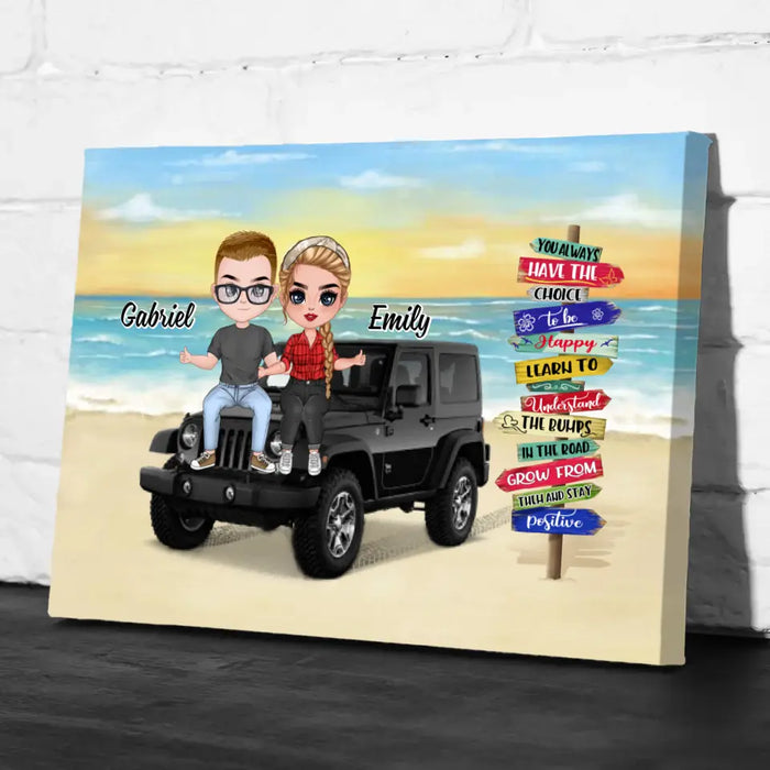 You Always Have The Choice To Be Happy - Personalized Canvas For Couples, Him, Her, Off-Road Lovers