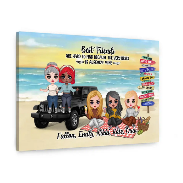 Up To 5 Chibi Best Friends Are Hard To Find - Personalized Canvas For Her, Friends, Off-Road Lovers