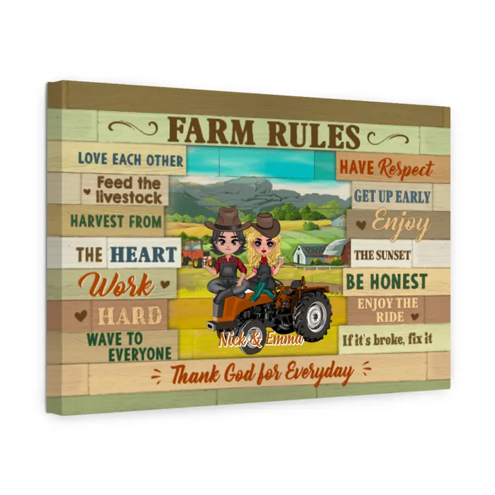 Farm Rules - Personalized Canvas For Couples, Him, Her, Friends, Farmer