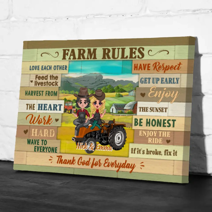 Farm Rules - Personalized Canvas For Couples, Him, Her, Friends, Farmer