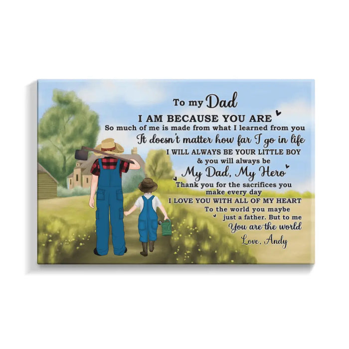 To My Dad - Personalized Gifts Custom Farming Canvas for Him, for Dad, for Him, Farmers Gifts