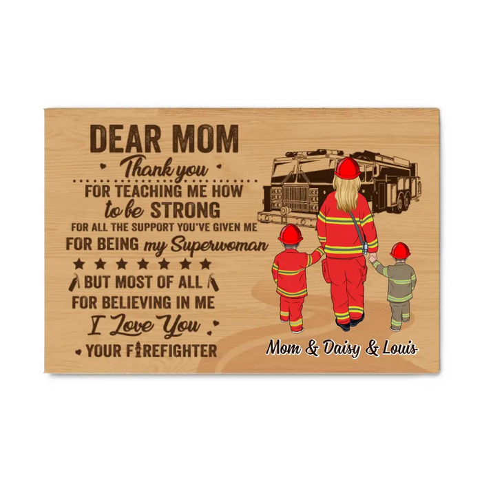 Dear Firefighter Mom - Personalized Canvas For Firefighters, Mom, Mother's Day