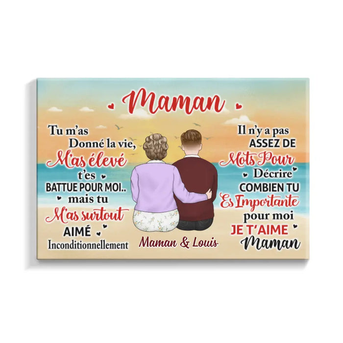 Je T'aime Maman - Personalized Canvas For Mom, Son, Daughter, Mother's Day