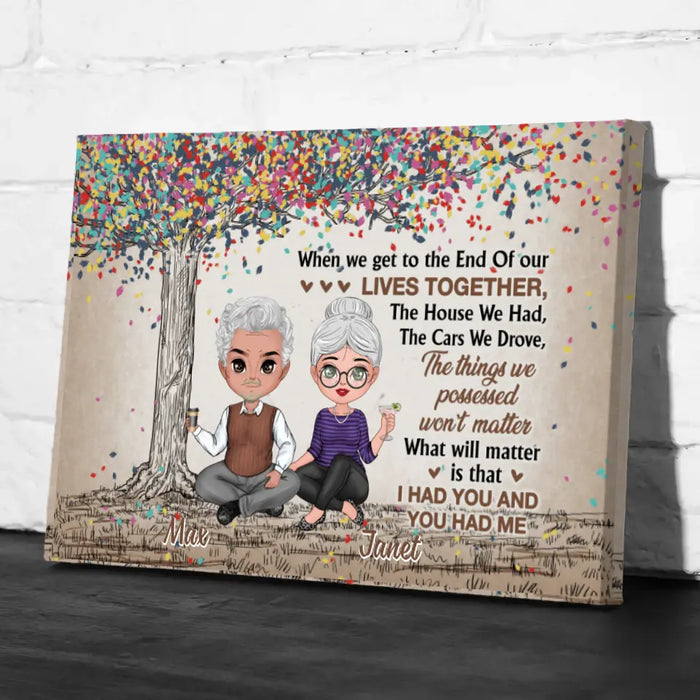 Chibi Old Couple When We Get To The End Of Our Lives - Personalized Canvas For Couples, Him, Her