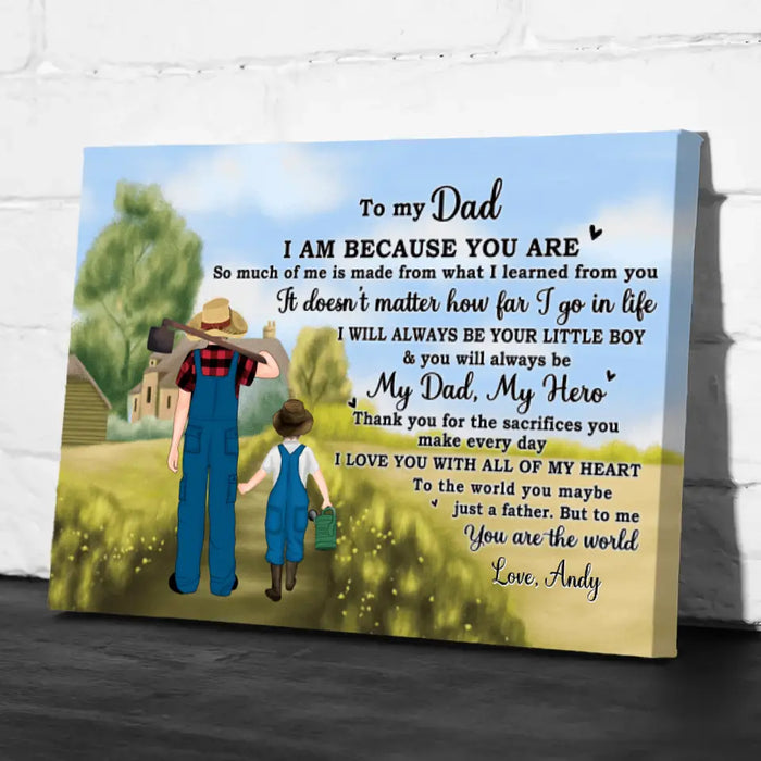 To My Dad - Personalized Gifts Custom Farming Canvas for Him, for Dad, for Him, Farmers Gifts