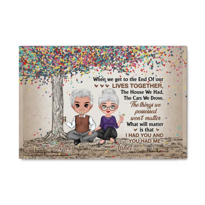 Chibi Old Couple When We Get To The End Of Our Lives - Personalized Canvas For Couples, Him, Her