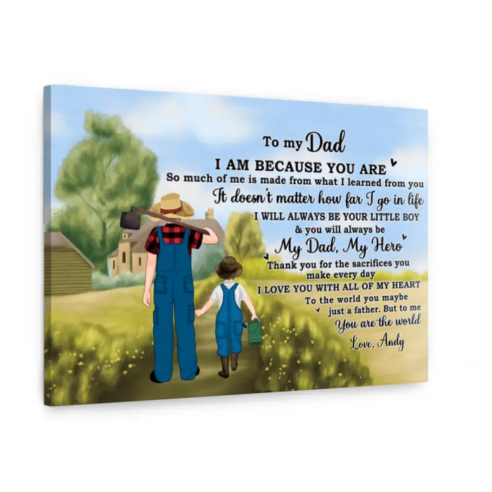 To My Dad - Personalized Gifts Custom Farming Canvas for Him, for Dad, for Him, Farmers Gifts