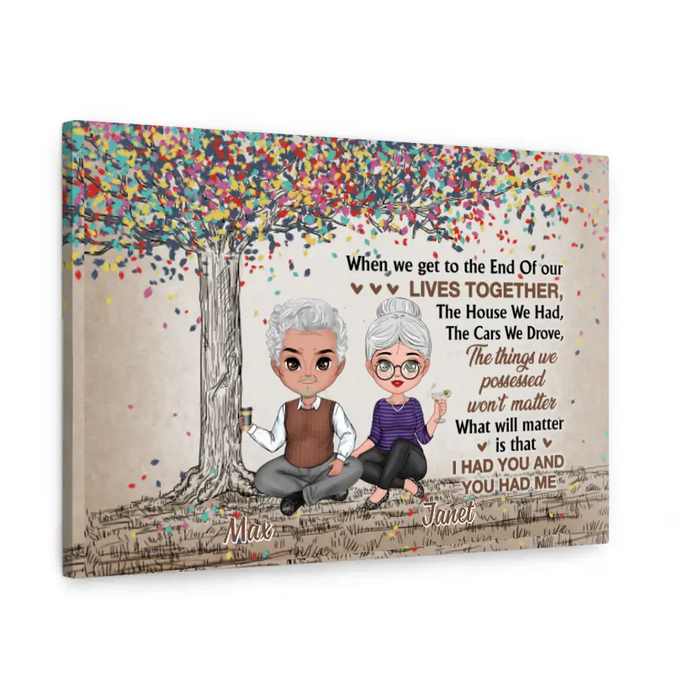 Chibi Old Couple When We Get To The End Of Our Lives - Personalized Canvas For Couples, Him, Her