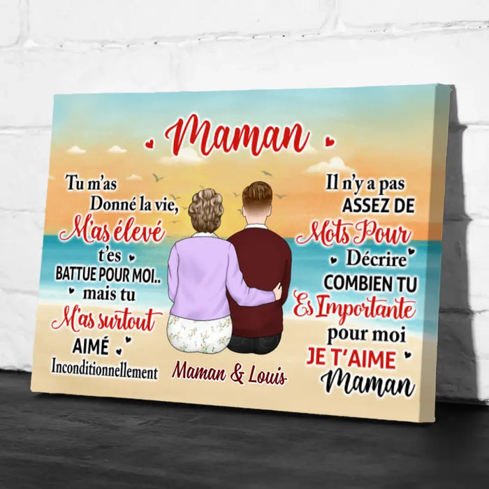 Je T'aime Maman - Personalized Canvas For Mom, Son, Daughter, Mother's Day