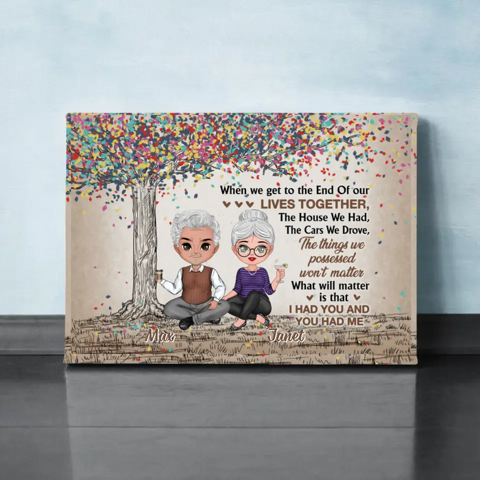 Chibi Old Couple When We Get To The End Of Our Lives - Personalized Canvas For Couples, Him, Her