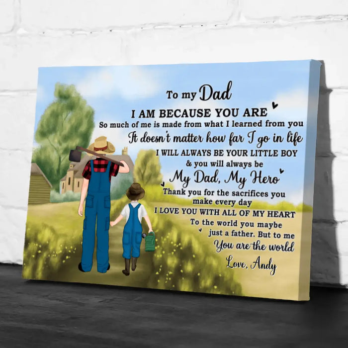 To My Dad - Personalized Gifts Custom Farming Canvas for Him, for Dad, for Him, Farmers Gifts