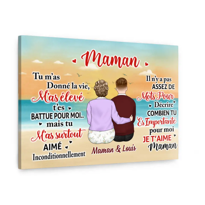 Je T'aime Maman - Personalized Canvas For Mom, Son, Daughter, Mother's Day