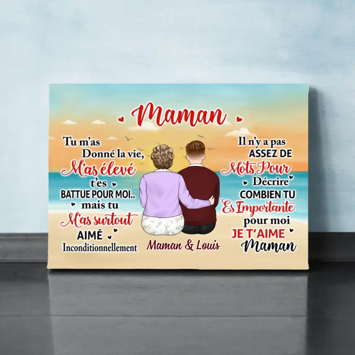 Je T'aime Maman - Personalized Canvas For Mom, Son, Daughter, Mother's Day