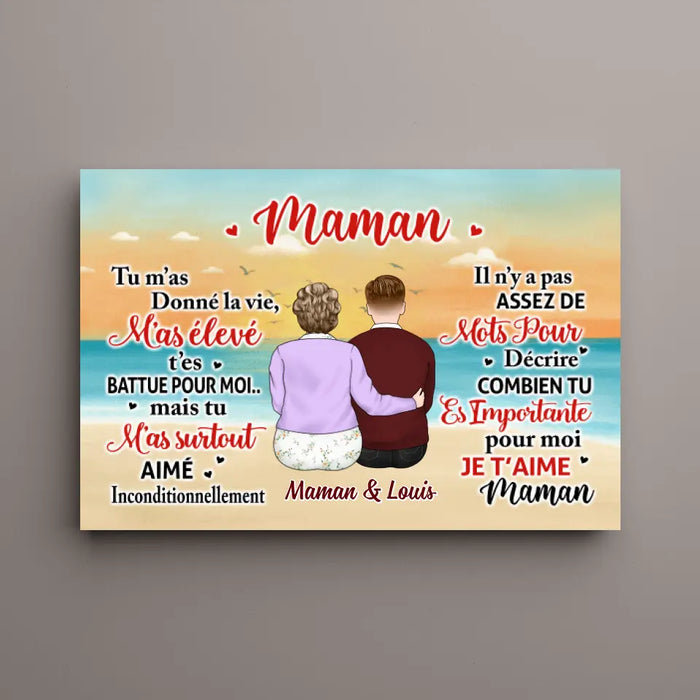 Je T'aime Maman - Personalized Canvas For Mom, Son, Daughter, Mother's Day