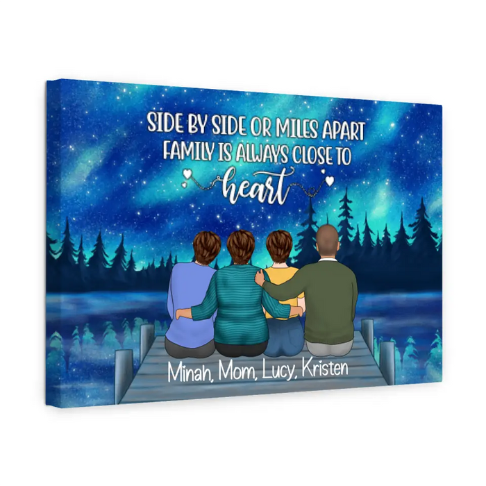 Side By Side Or Miles Apart - Personalized Canvas For Mom, Mother's Day